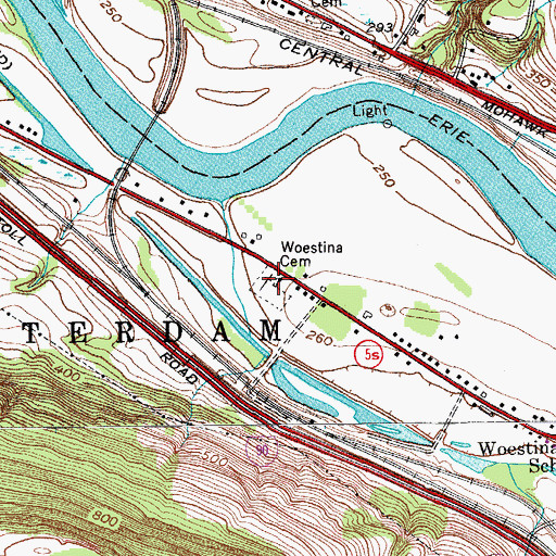 Topographic Map of Woestina Cemetery, NY