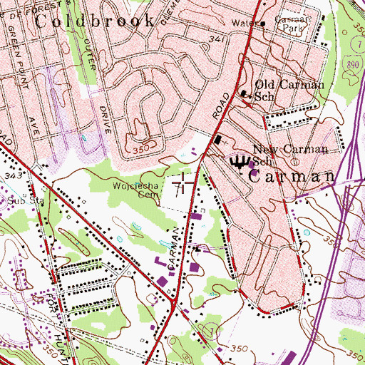 Topographic Map of Saint Adalbert Cemetery, NY