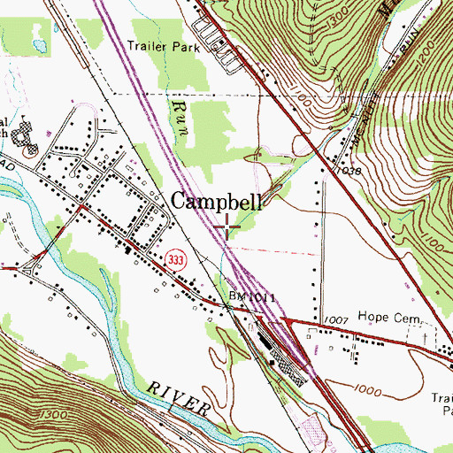 Topographic Map of Wolf Run, NY