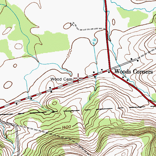 Topographic Map of Wood Cemetery, NY