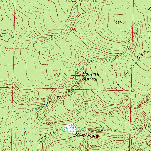 Topographic Map of Poverty Spring, AZ