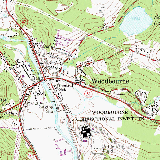 Topographic Map of Woodbourne, NY