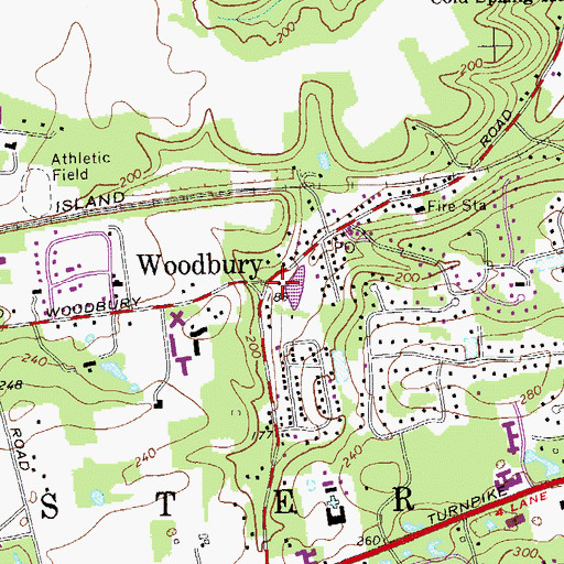Topographic Map of Woodbury, NY