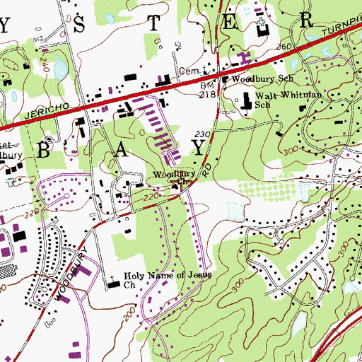 Topographic Map of United Methodist Church of Woodbury, NY