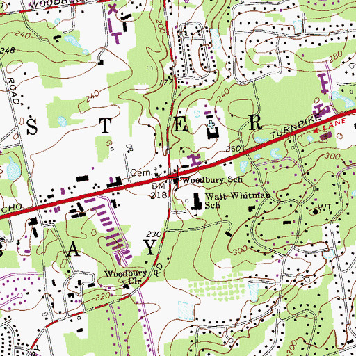 Topographic Map of Woodbury Grade School, NY