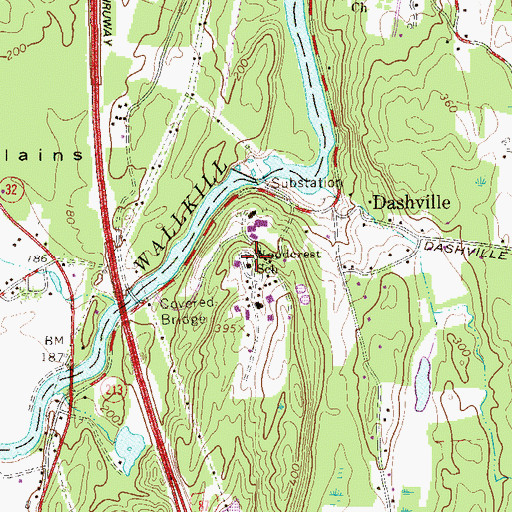Topographic Map of Woodcrest School, NY