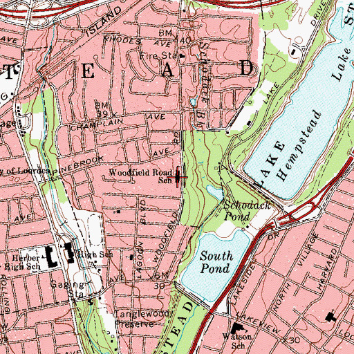 Topographic Map of Woodfield Road Elementary School, NY