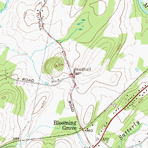 Topographic Map of Woodhull Cemetery, NY