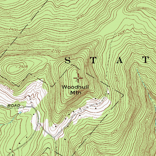 Topographic Map of Woodhull Mountain, NY