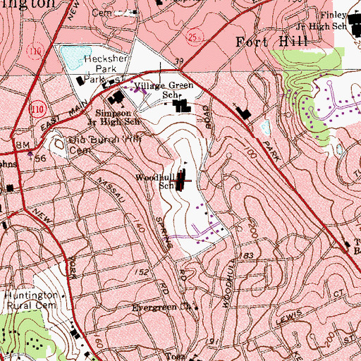 Topographic Map of Woodhull Intermediate School, NY
