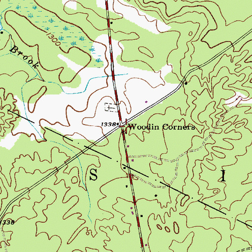 Topographic Map of Woodin Corners, NY