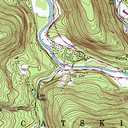 Topographic Map of Woodland Creek, NY