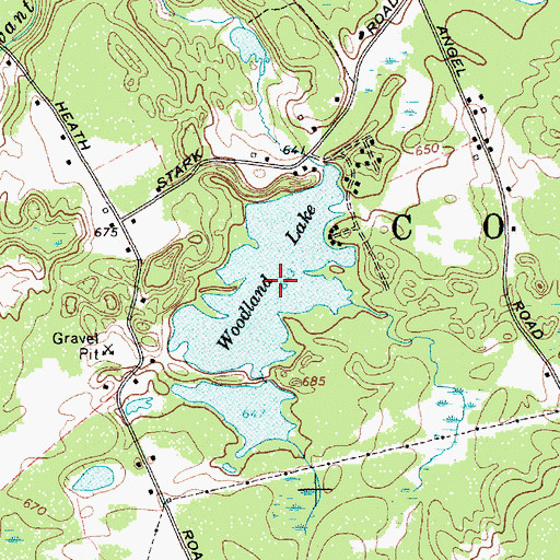 Topographic Map of Woodland Lake, NY