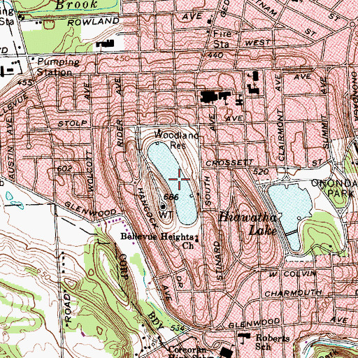 Topographic Map of Woodland Reservoir, NY