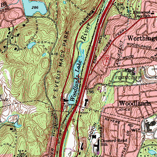 Topographic Map of Woodlands Lake, NY