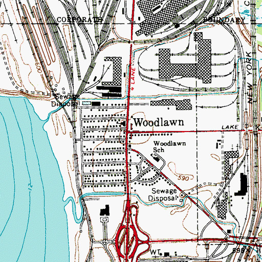 Topographic Map of Woodlawn, NY