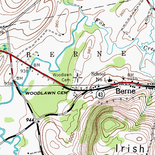 Topographic Map of Woodlawn Cemetery, NY