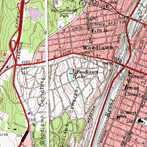 Topographic Map of Woodlawn Lake, NY