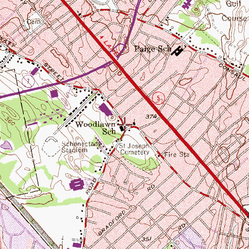 Topographic Map of Woodlawn School (historical), NY
