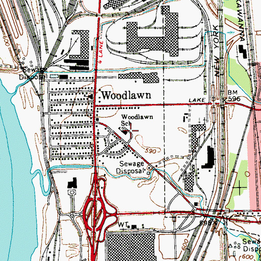 Topographic Map of Woodlawn School, NY