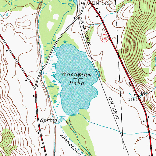 Topographic Map of Woodman Pond, NY