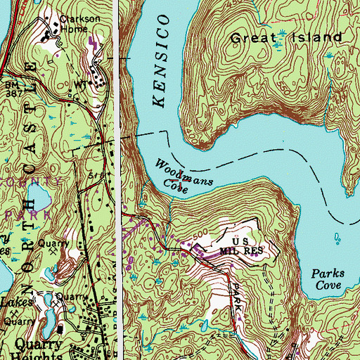 Topographic Map of Woodmans Cove, NY