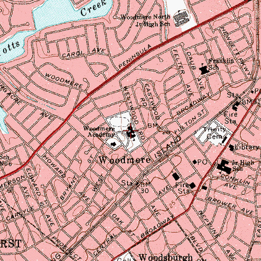 Topographic Map of Lawrence Woodmere Academy, NY