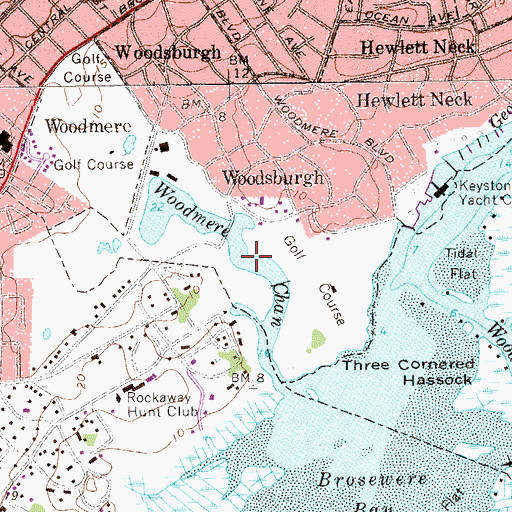 Topographic Map of Woodmere Channel, NY