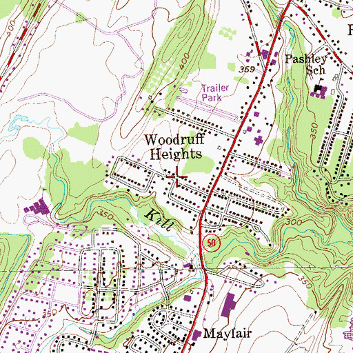 Topographic Map of Woodruff Heights, NY