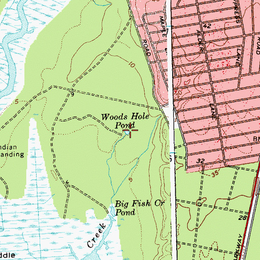 Topographic Map of Woods Hole Pond, NY