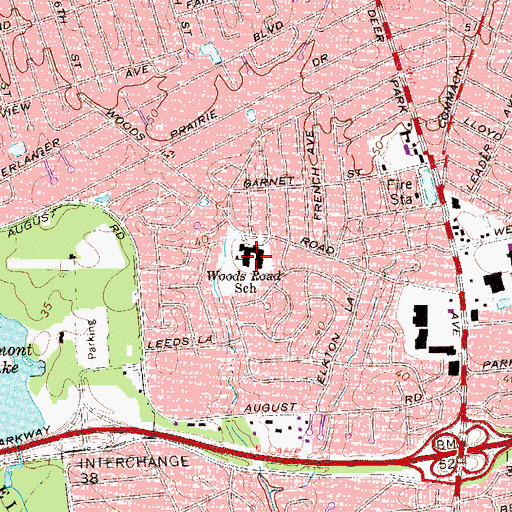 Topographic Map of Woods Road Elementary School, NY