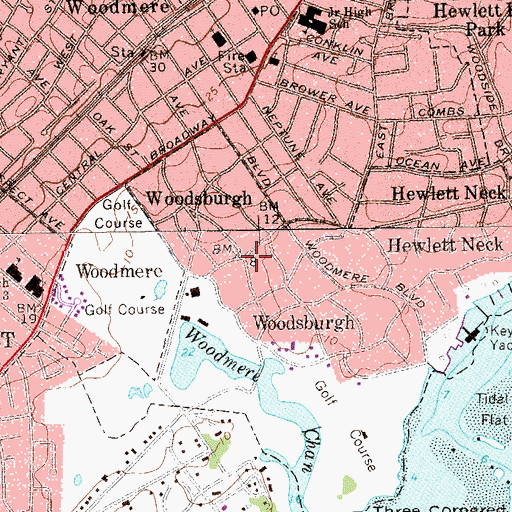 Topographic Map of Woodsburgh, NY
