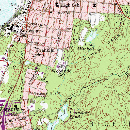 Topographic Map of Woodside Elementary School, NY