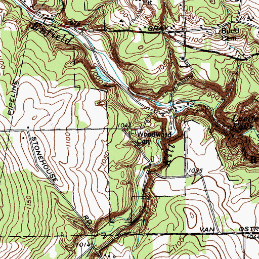 Topographic Map of Woodward Cemetery, NY
