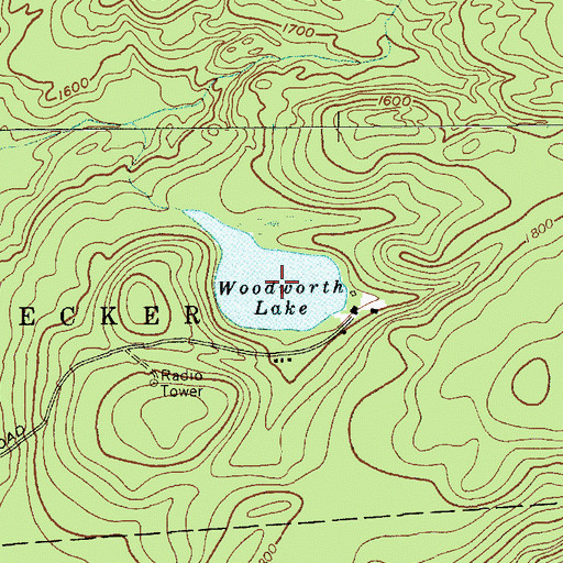 Topographic Map of Woodworth Lake, NY