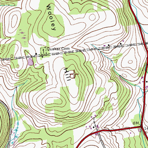 Topographic Map of Wooley Hill, NY