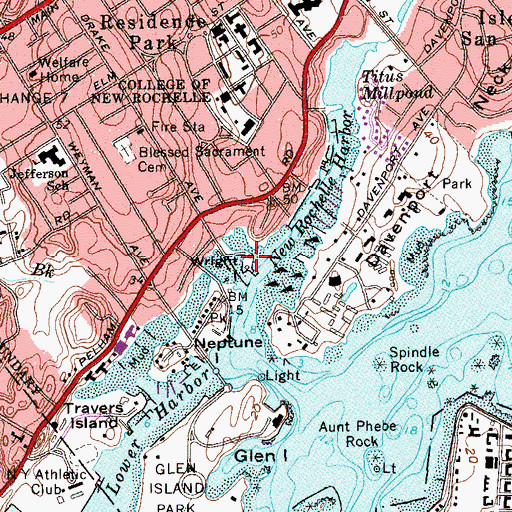 Topographic Map of Wright Island, NY