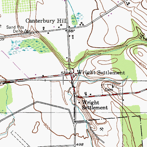 Topographic Map of Wright Settlement, NY