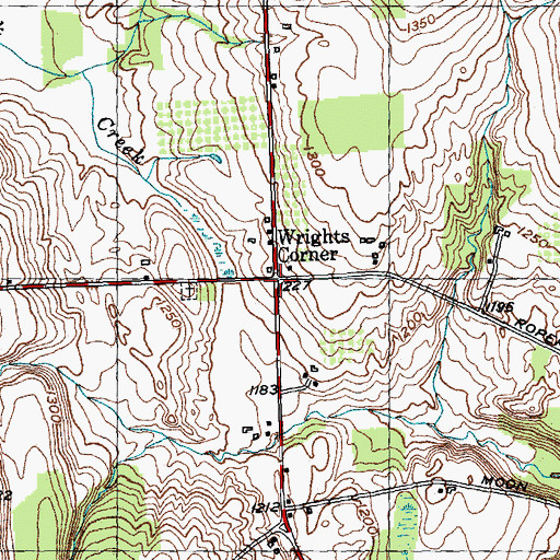 Topographic Map of Wrights Corner, NY