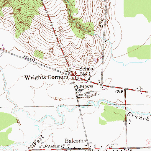 Topographic Map of Wrights Corners, NY