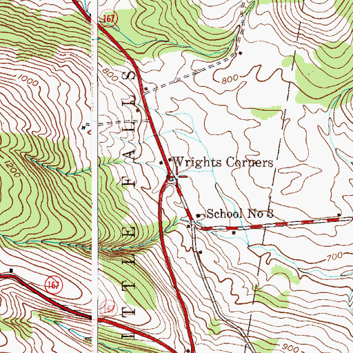Topographic Map of Wrights Corners, NY