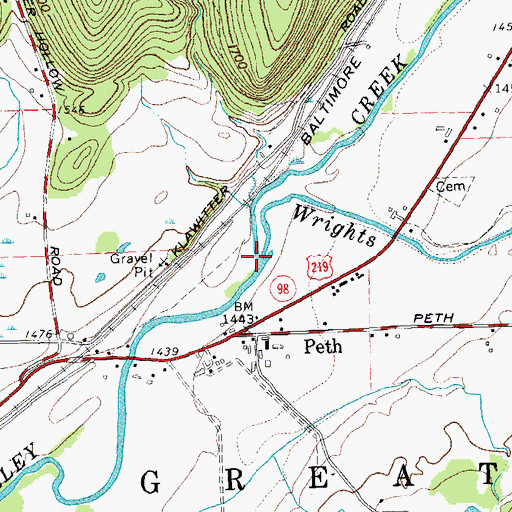 Topographic Map of Wrights Creek, NY