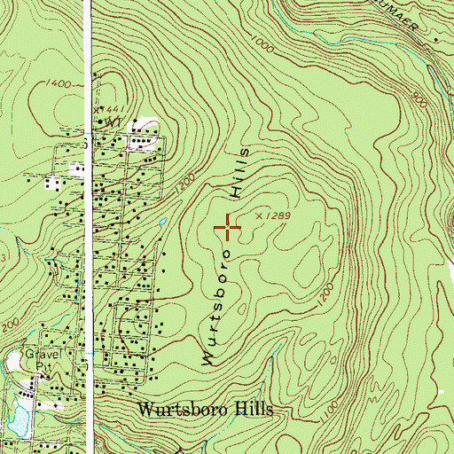 Topographic Map of Wurtsboro Hills, NY