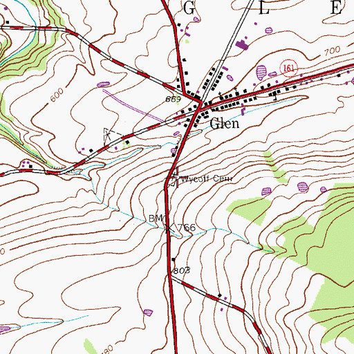 Topographic Map of Wyckoff Cemetery, NY