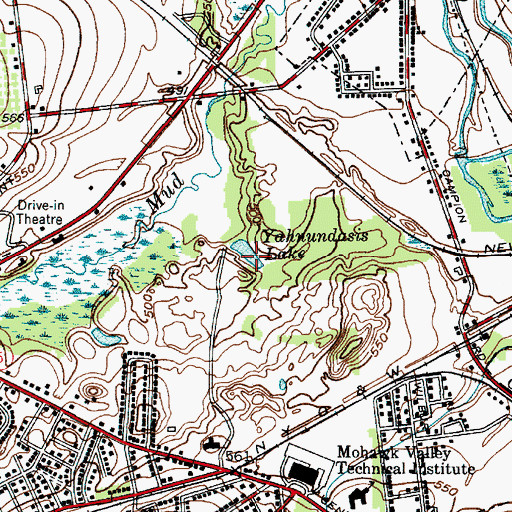 Topographic Map of Yahnundasis Lake, NY
