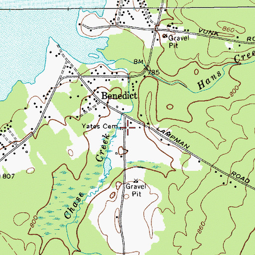 Topographic Map of Yates Cemetery, NY