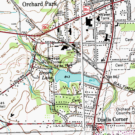 Topographic Map of Yates Park, NY