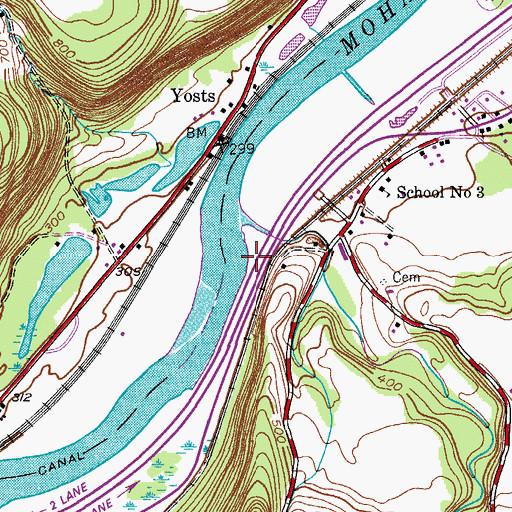 Topographic Map of Yatesville Creek, NY