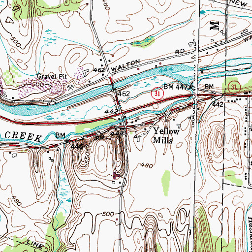 Topographic Map of Yellow Mills, NY