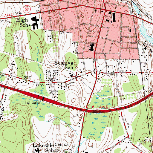Topographic Map of Yeshiva School, NY